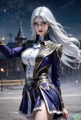 (AI dihasilkan) Tangmen yang tidak berkesudahan Ling Luochen White Hair 2