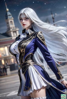 (AI dihasilkan) Tangmen yang tidak berkesudahan Ling Luochen White Hair 1