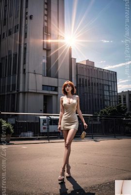 Rambut oren dan pakaian beludru